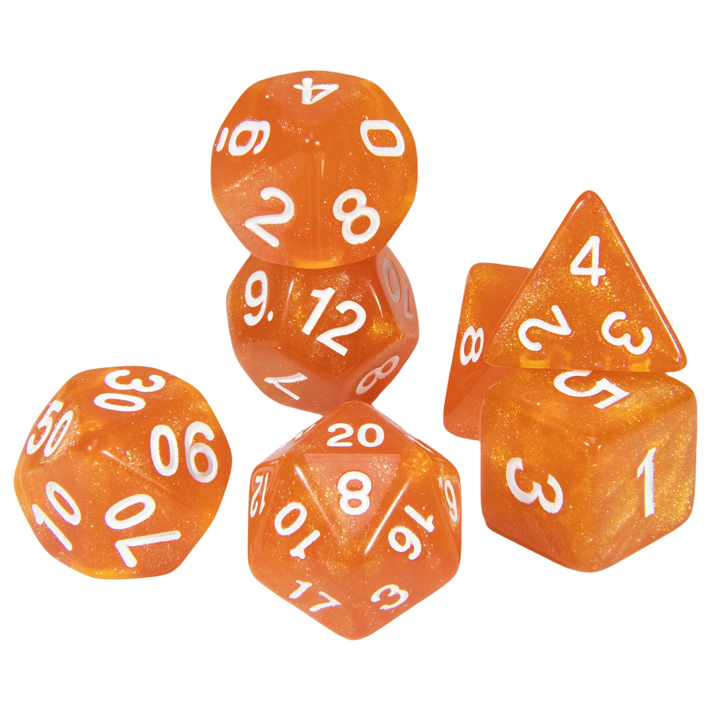 Polyhedral Dice with Glitter 7pcs DND Digital Dice Set for Tabletop Board Game DND RPG COC Game Accessories