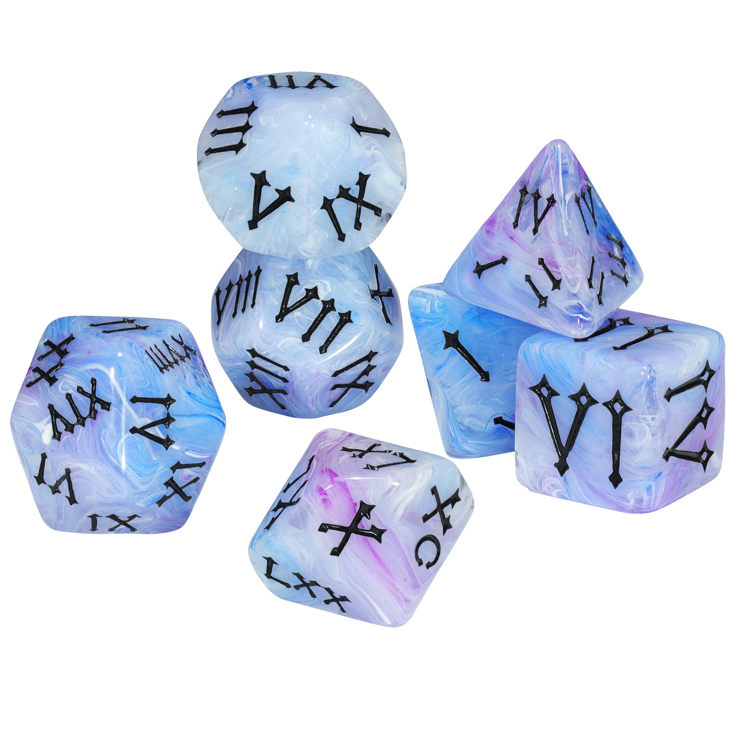 7pcs DND Dice Set Creative Design Roman Number Pattern Polyhedral Dice for Dungeons Game Role Playing Table Games