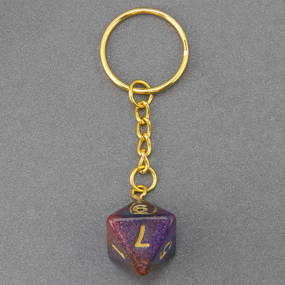 Galaxy Effect Dice Keychains D4-D20 Dice Keyring Car Bag Keychains Key Holder Men Women Gift