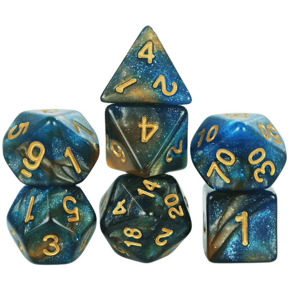 Colorful Galaxy Themed Polyhedral Dice Set D4-D20 for Entertainment Tabletop Games Party Games