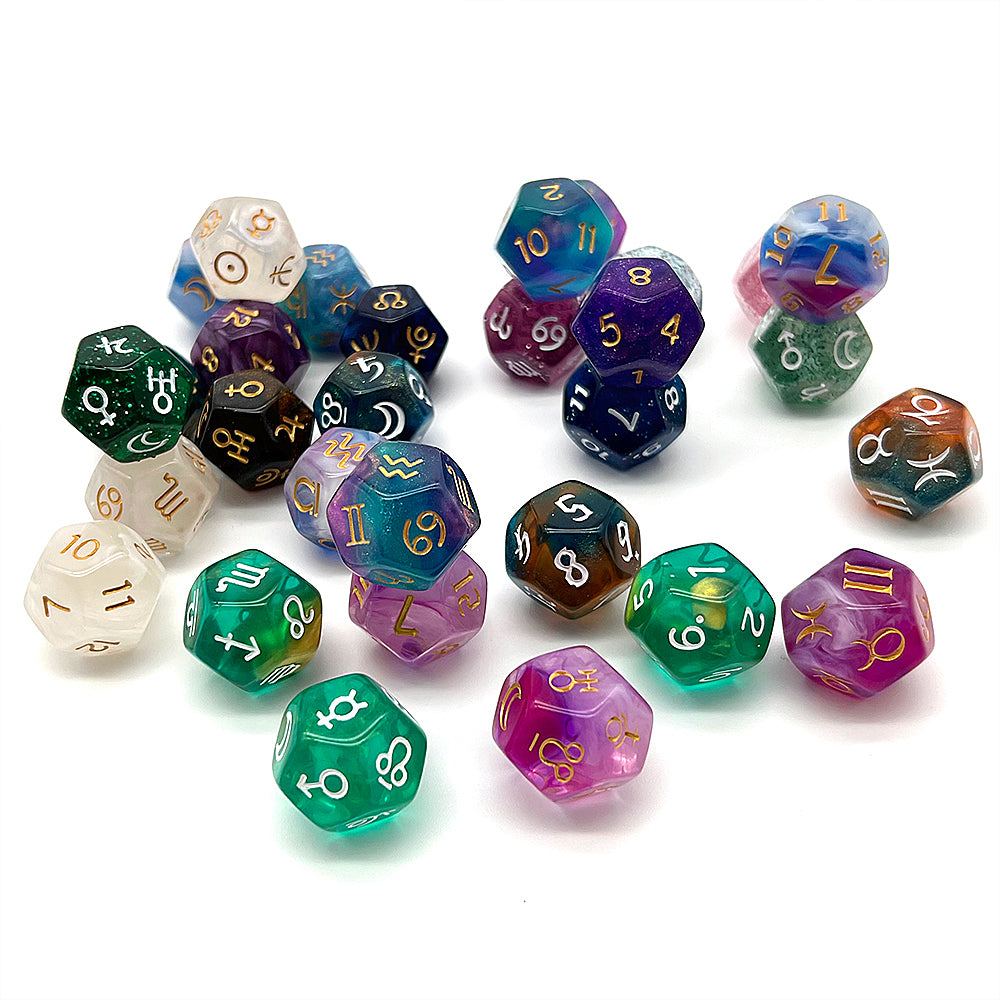 3pcs D12 Astrology Dice for Constellation Divination Leisure and Entertainment Supplies for Party Game Role Playing Game