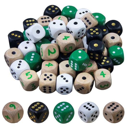 5pcs 16mm Wooden Dice 6 Sided Game Dice for Dice Game Math Teaching DIY Board Game