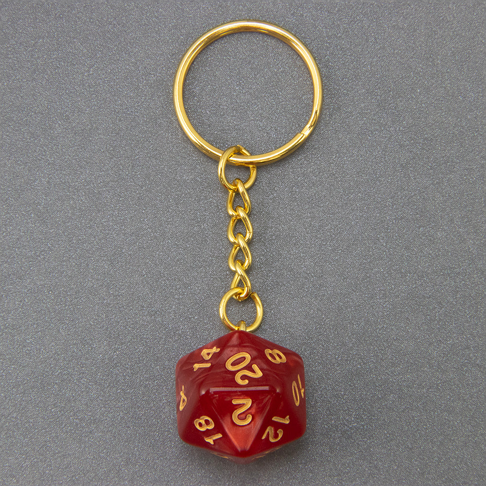 Marble Colored Dice Keychain DND Board Game Souvenirs 20 Sided Dice Pendant Keychain for Men Women