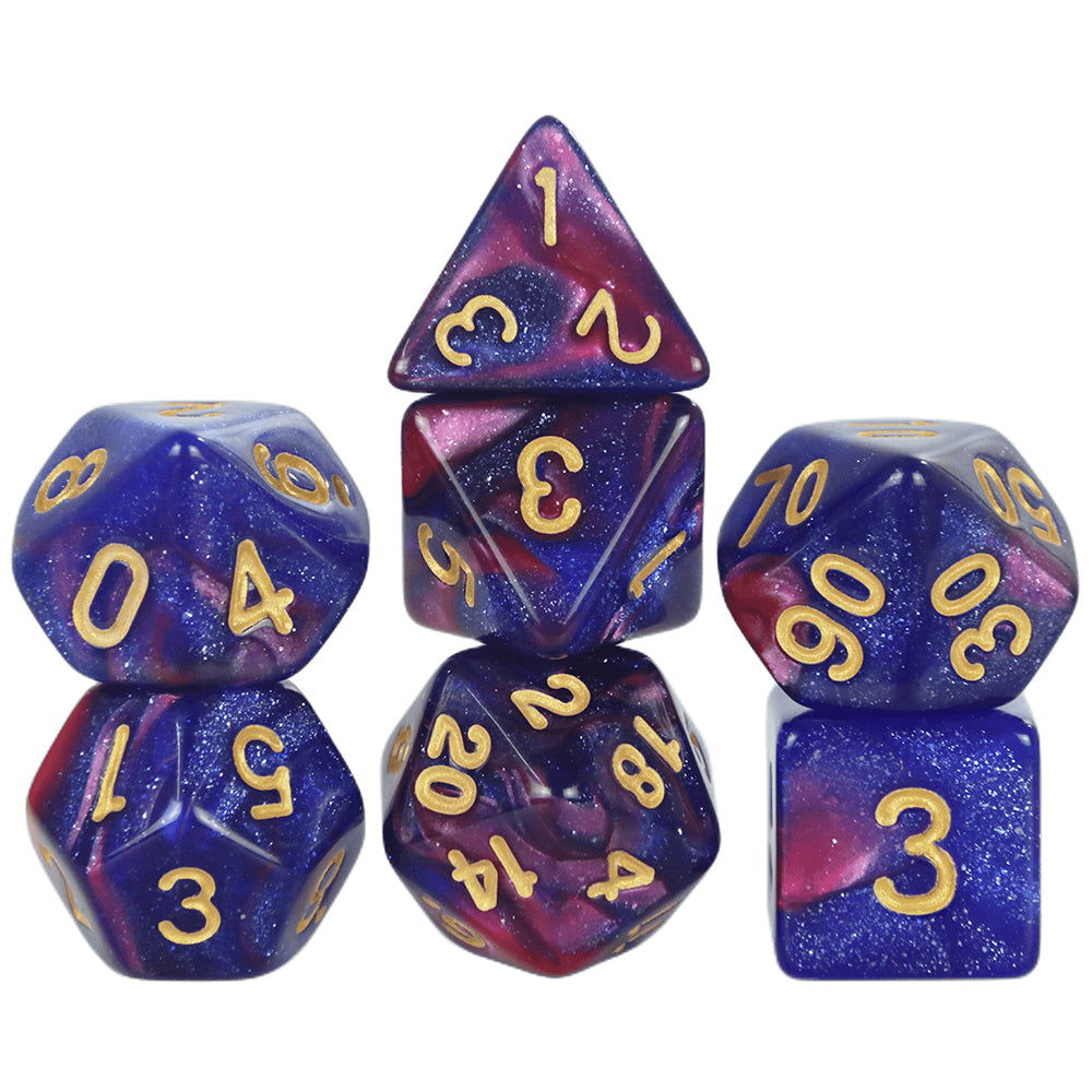Colorful Galaxy Themed Polyhedral Dice Set D4-D20 for Entertainment Tabletop Games Party Games