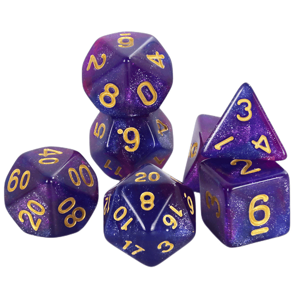 7pcs Polyhedral DND Dice Set Universe Galaxy Glitter Dice with Tube for D&D RPG Table Game Accessories