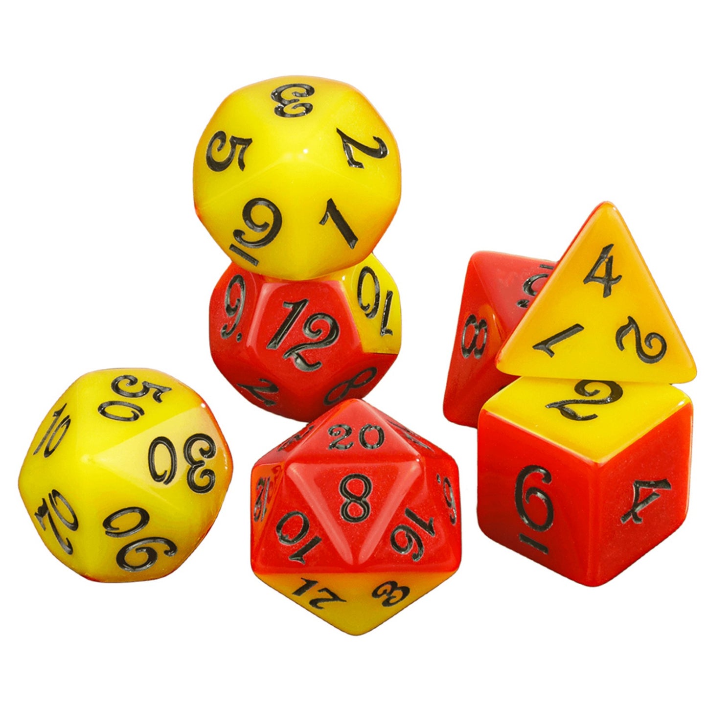 Splice Color Dice Set 7pcs Two-color DND Game Polyhedral Dice with Tube for D&D Role Playing Games and Tabletop Games
