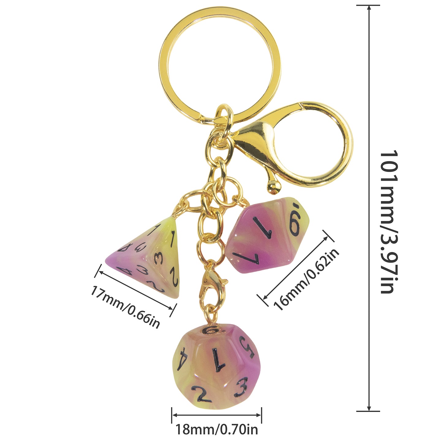 Luminous Dice Keychain Fashion Dice Charm, Pouch Handbag Car Pendant, Table Game Souvenirs for DND RPG Game Lover