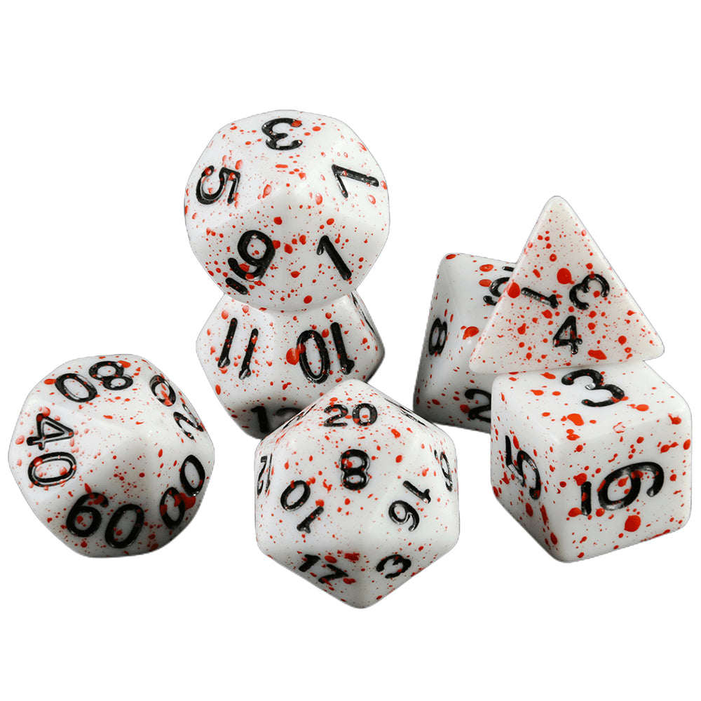 7pcs DND Dice Set Splatter Effect Polyhedral Dice D4-D20 for Role Playing DND Board Game
