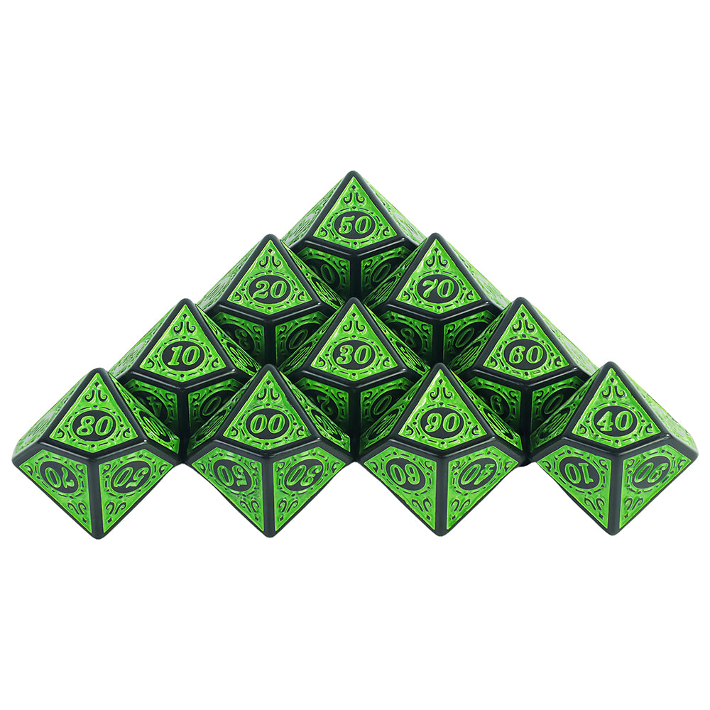 Polyhedral D10(00-90) Dice 10pcs 10 Sided Dice for Role Playing Game DND Boardgame Dice Set