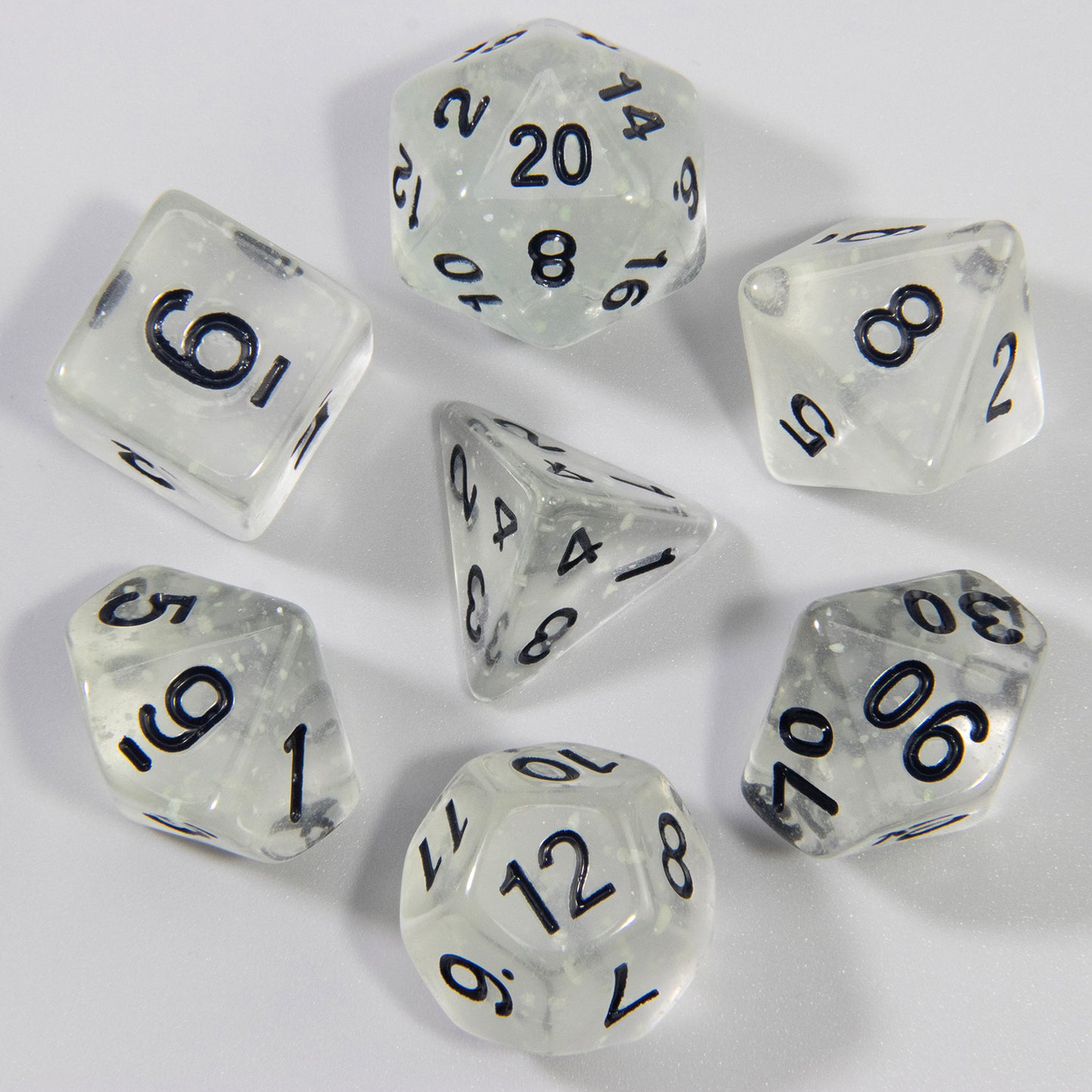 Transparent Dice Set - DND Dice Set for DND RPG Role Playing Game, 7-Piece Polyhedral Dice Set