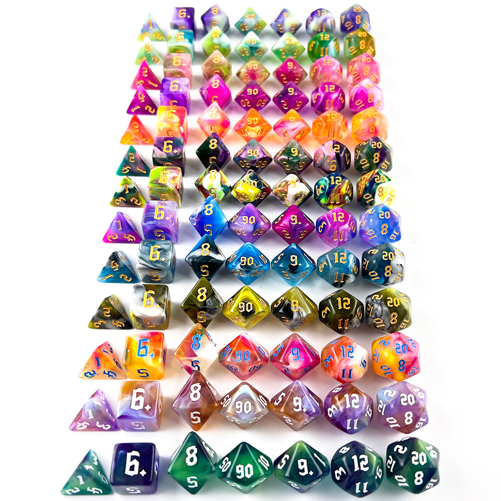 DND Dice Set 7 PCS Polyhedral Game Dice Mixing Color DND Role Playing Dice for Dungeon Game DND RPG Magic Game Table Games Dice D4 D6 D8 D10 D12 D20