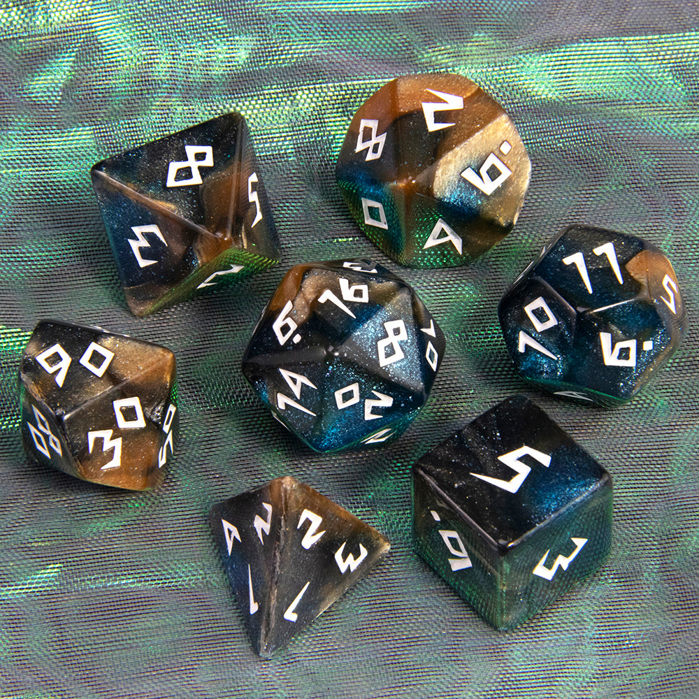 DND Dice Set Acrylic Polyhedral Dice 7 Pieces Mixed Colour Glitter Games Dice for RPG DND Board Game Accessories