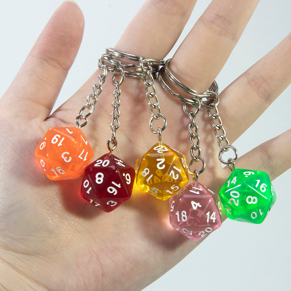 Candy Colored Keychain Board Game Souvenirs Kid Gift Keychain Handbag Table Game Lucky D20 Dice Keychain