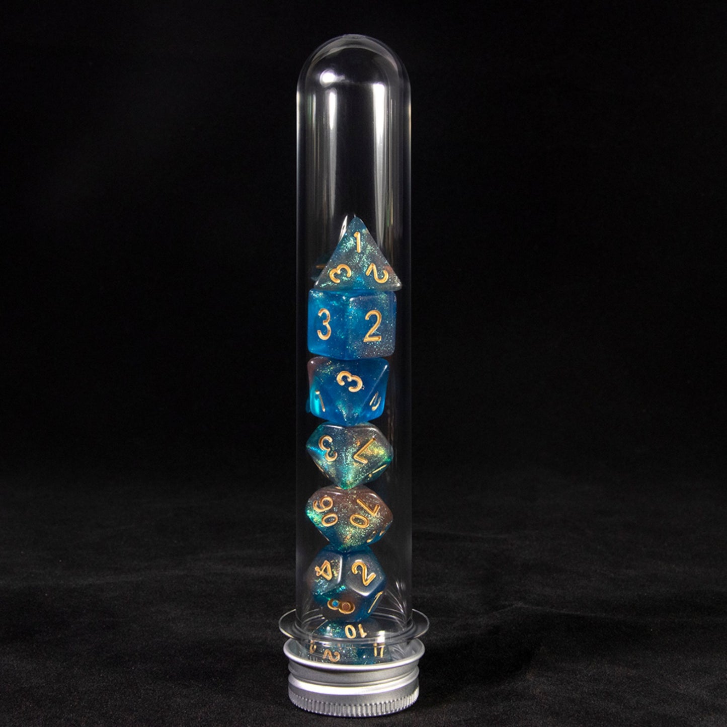 7pcs D&D Dice Set Mixed Color and Glitter Polyhedral Game Dice with Tube, Table Board Playing Game for Bar Club Party