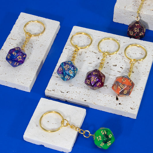 Colored Dice Keychain Lucky Keyring Table Game Souvenirs Perfect for DND Game Lover Gift, Bag, Car Pendant