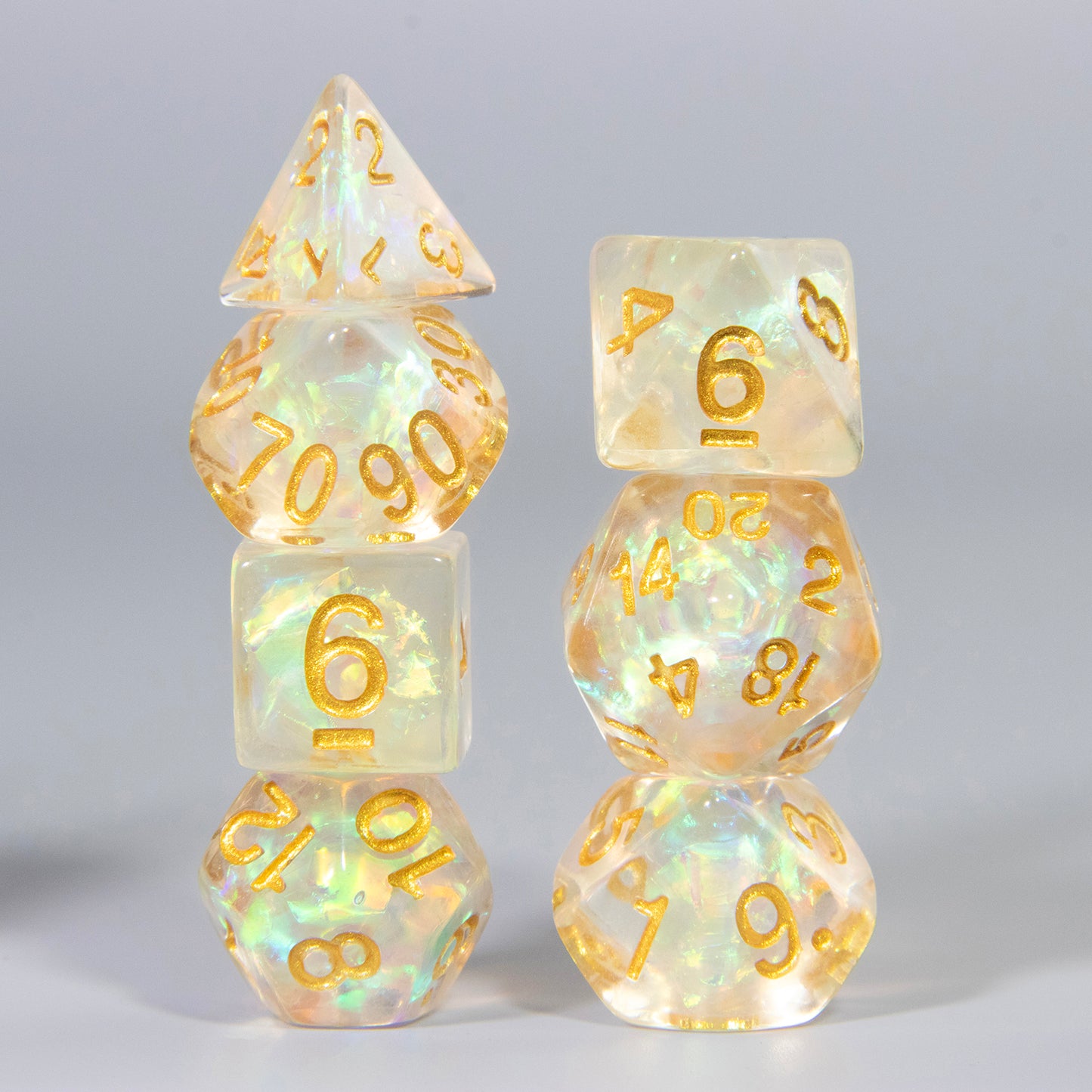 Glitter Dice Set for DND RPG Role Playing Games - 7 Piece Polyhedral Gaming Dice Set