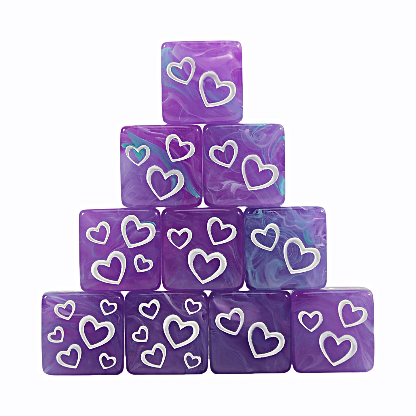 D6 Dice Set 10pcs 16mm Love Heart/leaf/flower/diamond Patterns Game Dice for Board Game, Math Teaching