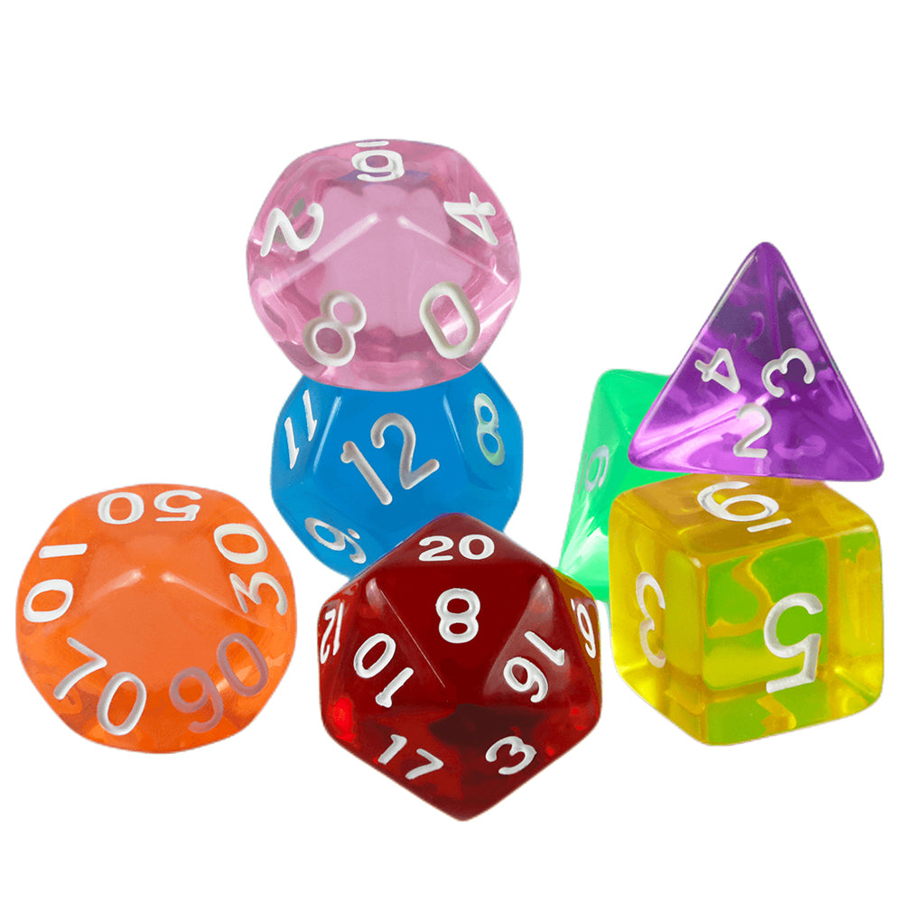 Candy Color Dice Polyhedral Dice Set D4 D6 D8 D10 D% D12 D20 with Tube for D&D Board Game As Souvenirst Gift