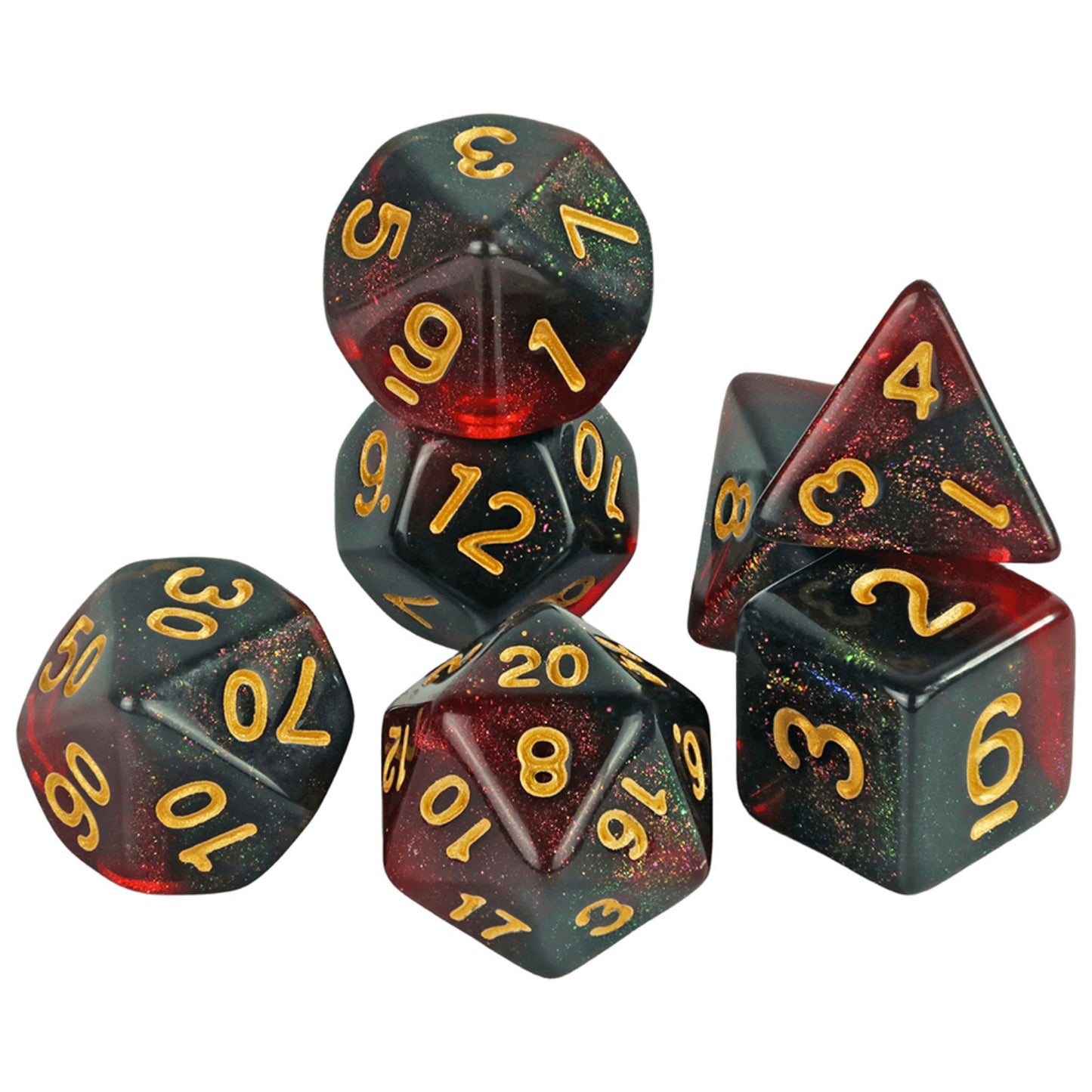 7pcs D&D Dice Set Mixed Color and Glitter Polyhedral Game Dice with Tube, Table Board Playing Game for Bar Club Party
