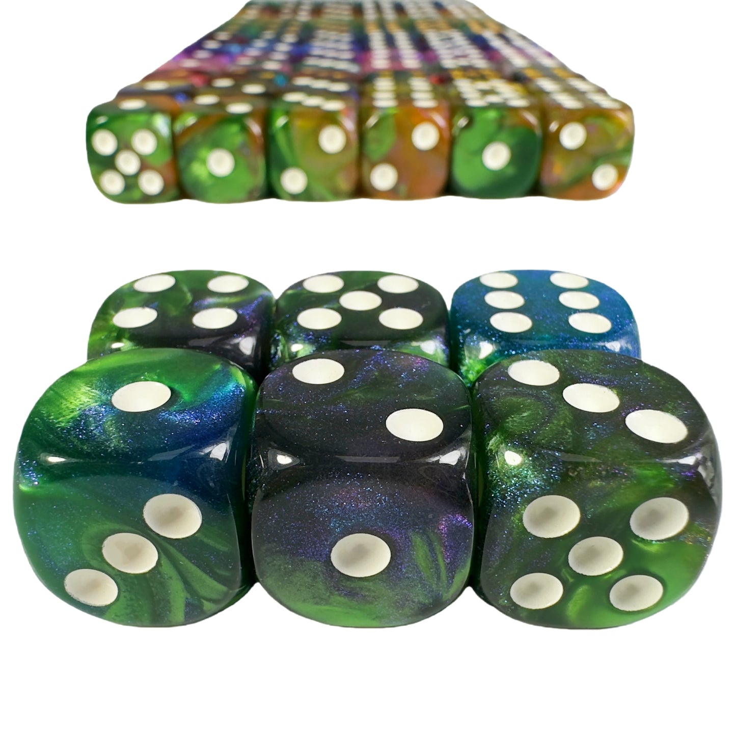 6pcs 16mm DND Dice 6 Sided with Pips, D6 Mixing Color with Glitter Dice for Party Entertainment Table Game