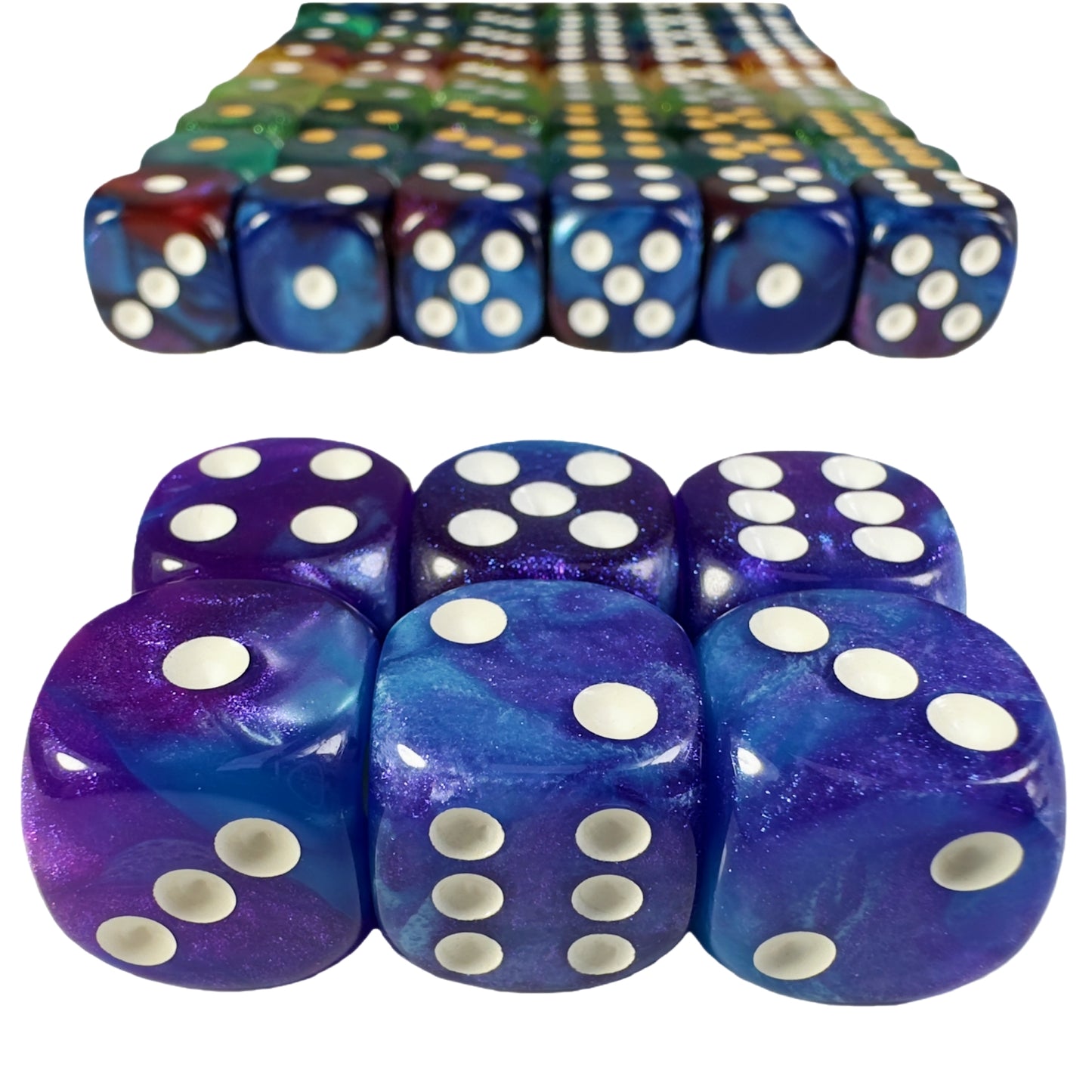 6pcs 16mm DND Dice 6 Sided with Pips, D6 Mixing Color with Glitter Dice for Party Entertainment Table Game