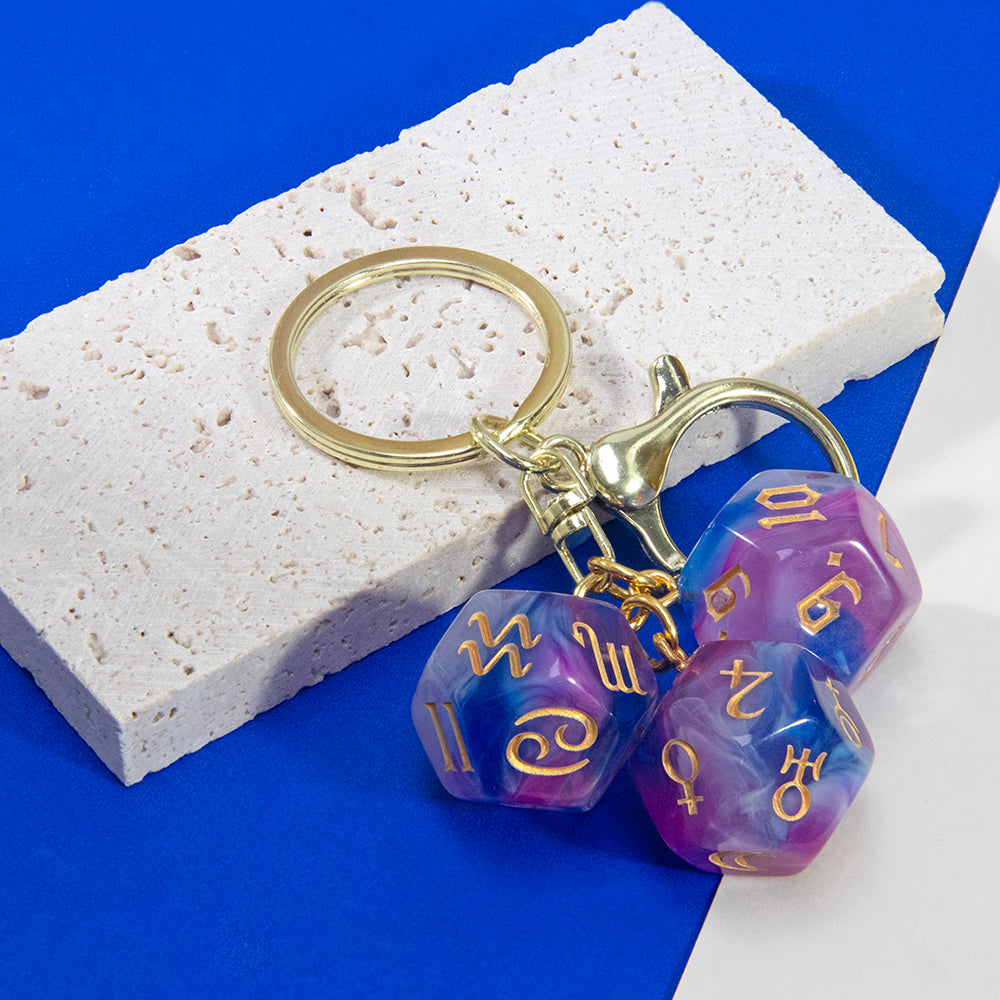 Dice Pendant Keychain Creative Gift Keyring Tarot D12 Dice Keychains for Wallet Handbag Lanyard