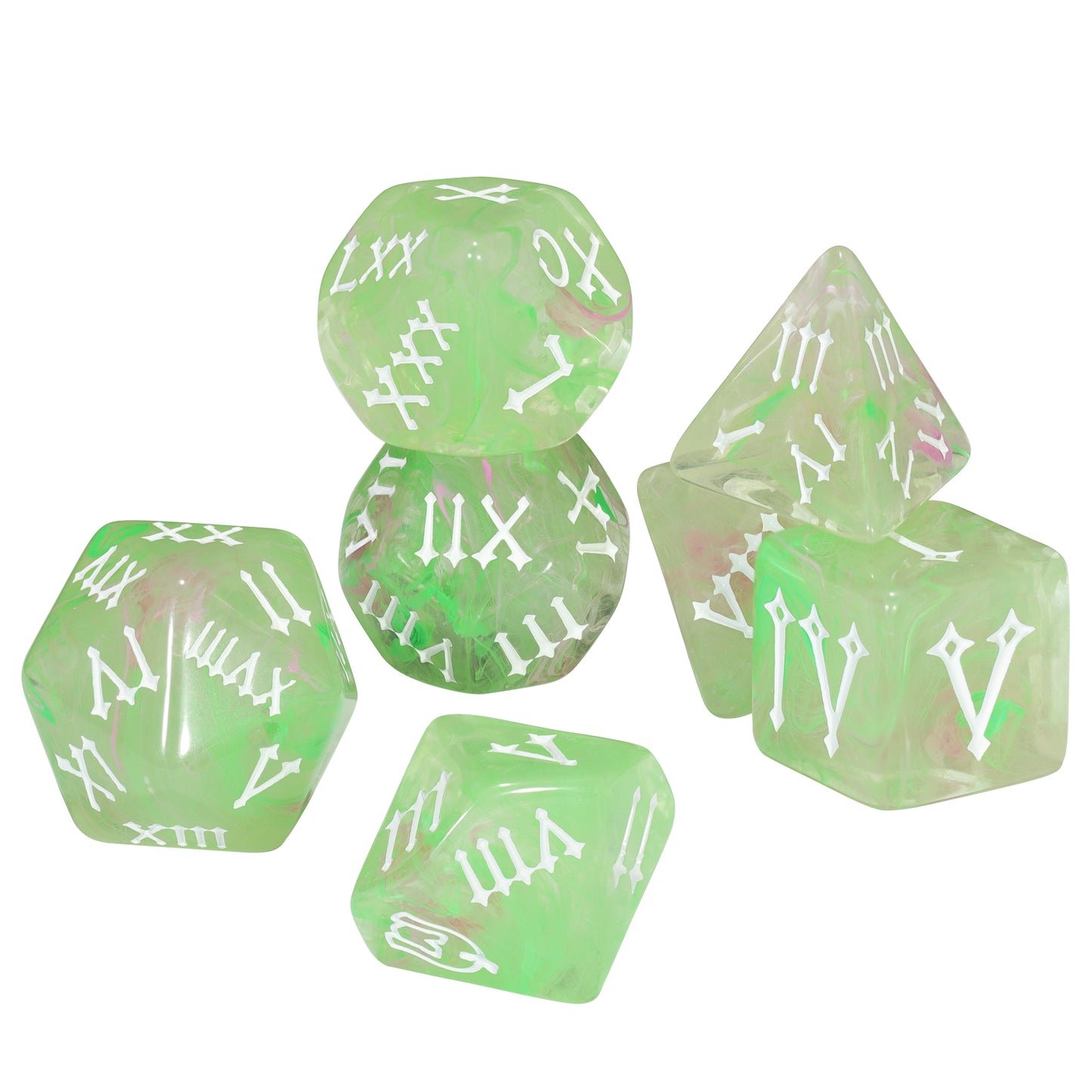 7pcs DND Dice Set Creative Design Roman Number Pattern Polyhedral Dice for Dungeons Game Role Playing Table Games