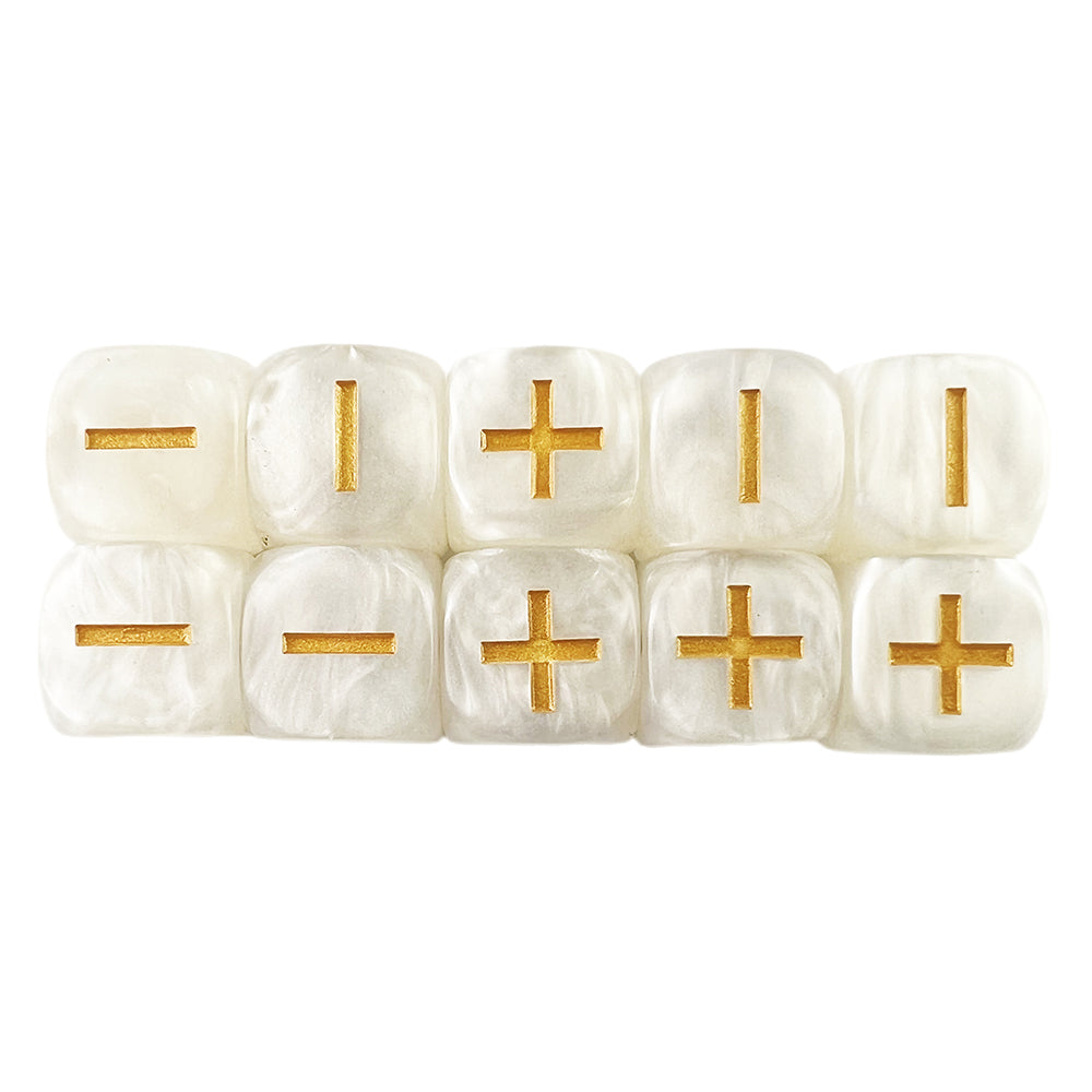 10Pcs Standard Fudge Dice (+/-/0 Symbols) - Compatible with All Fudge-Based Games Marble Effect Dice
