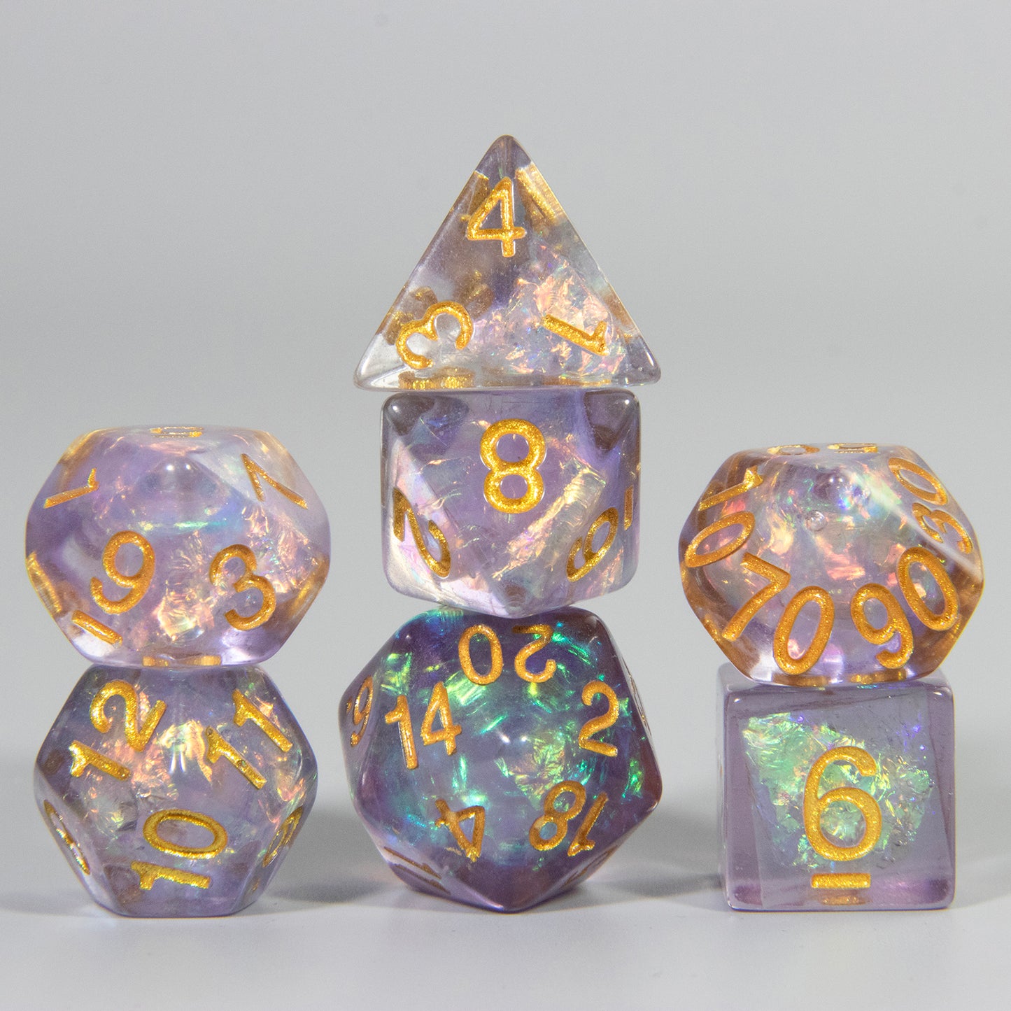 Glitter Dice Set for DND RPG Role Playing Games - 7 Piece Polyhedral Gaming Dice Set