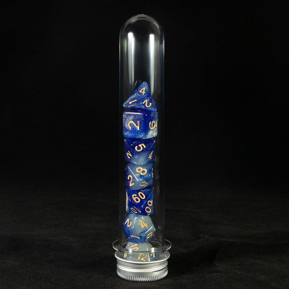 7pcs Polyhedral DND Dice Set Universe Galaxy Glitter Dice with Tube for D&D RPG Table Game Accessories