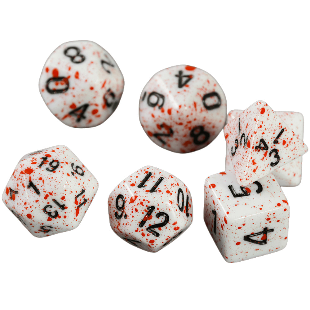 7pcs DND Dice Set Splatter Effect Polyhedral Dice D4-D20 for Role Playing DND Board Game