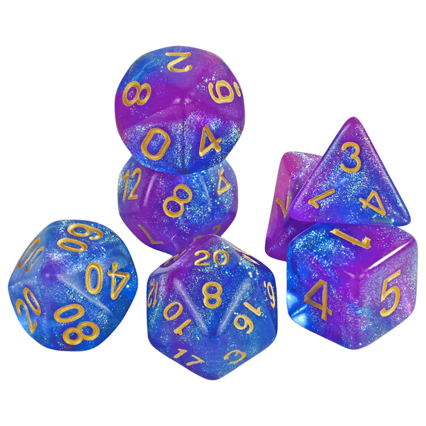 7pcs D&D Dice Set Mixed Color and Glitter Polyhedral Game Dice with Tube, Table Board Playing Game for Bar Club Party