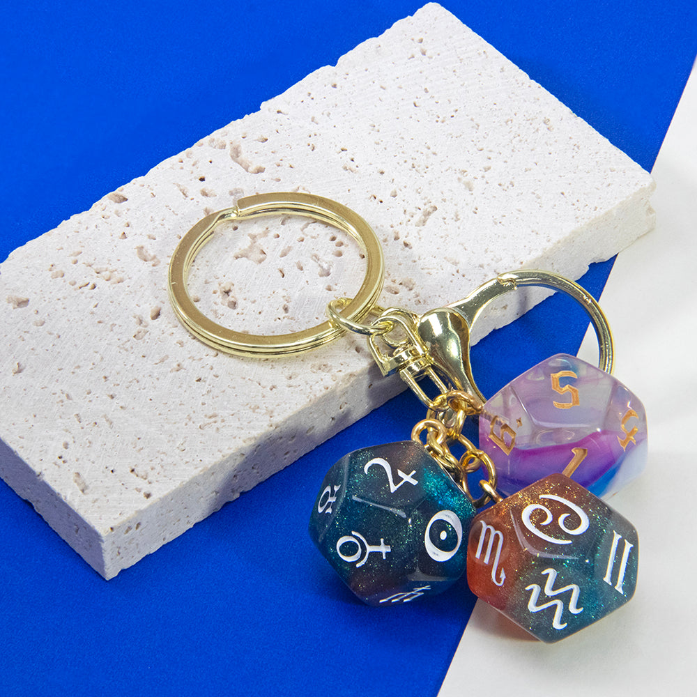 Dice Pendant Keychain Creative Gift Keyring Tarot D12 Dice Keychains for Wallet Handbag Lanyard