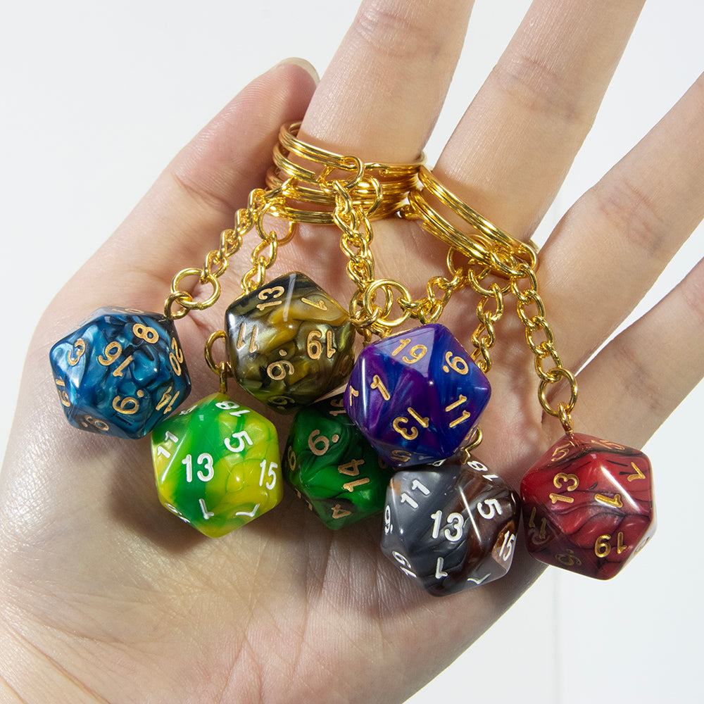 Colored Dice Keychain Lucky Keyring Table Game Souvenirs Perfect for DND Game Lover Gift, Bag, Car Pendant