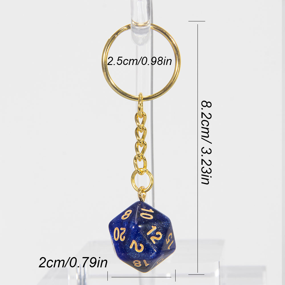 Starry Sky Effect Dice Keychain Fashion Dice Charm Keyring for Pouch Hand Bag Car Pendant