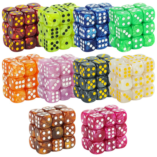 Marble Dice 10pcs 16mm 6 Sided Dice Colordul Rounded Corners Dice for DND TRPG Board Game Accessories