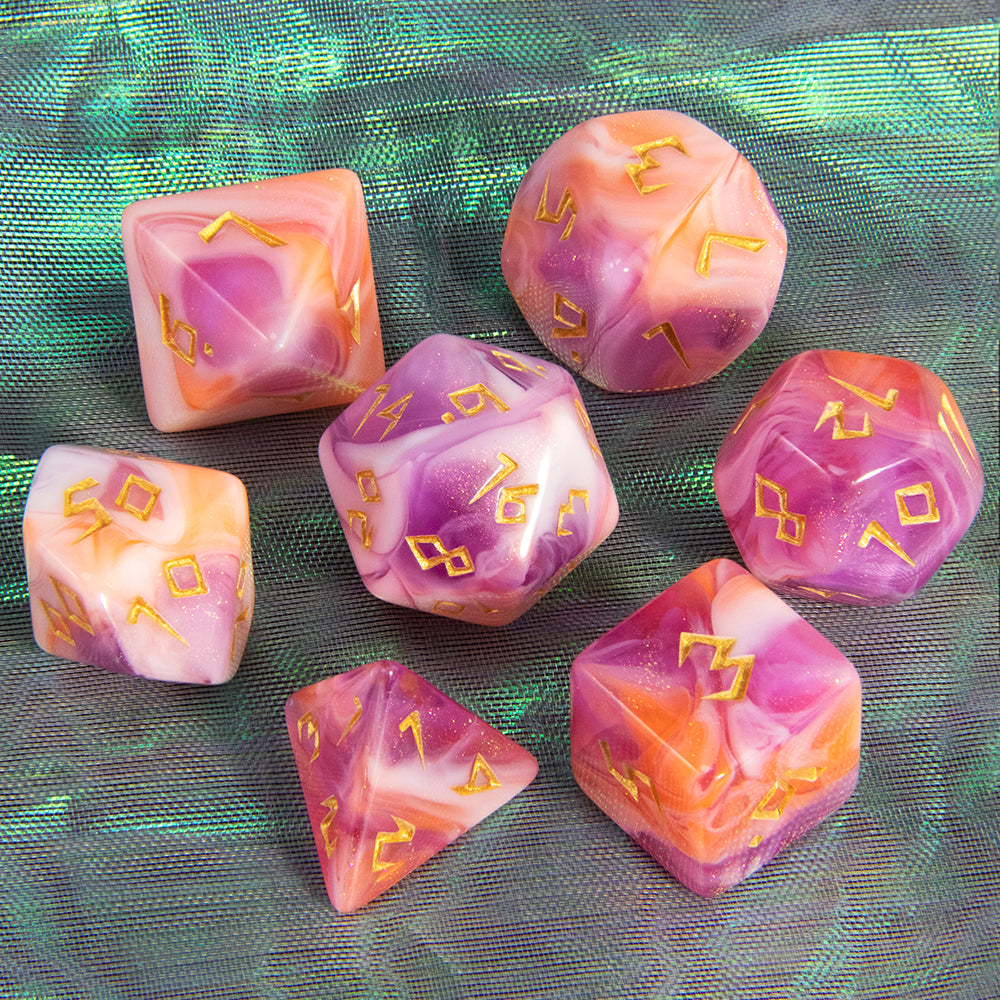 DND Dice Set Acrylic Polyhedral Dice 7 Pieces Mixed Colour Glitter Games Dice for RPG DND Board Game Accessories
