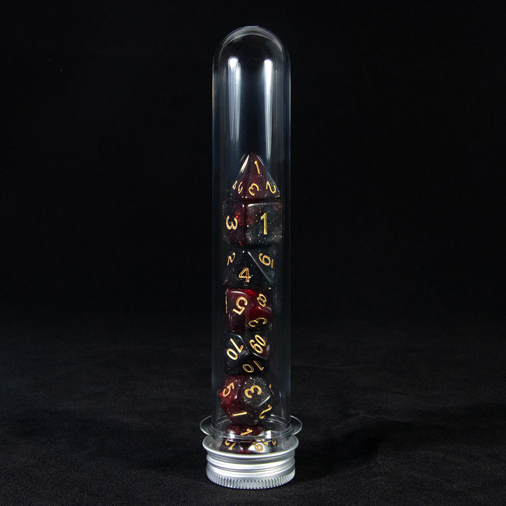 7pcs Polyhedral DND Dice Set Universe Galaxy Glitter Dice with Tube for D&D RPG Table Game Accessories