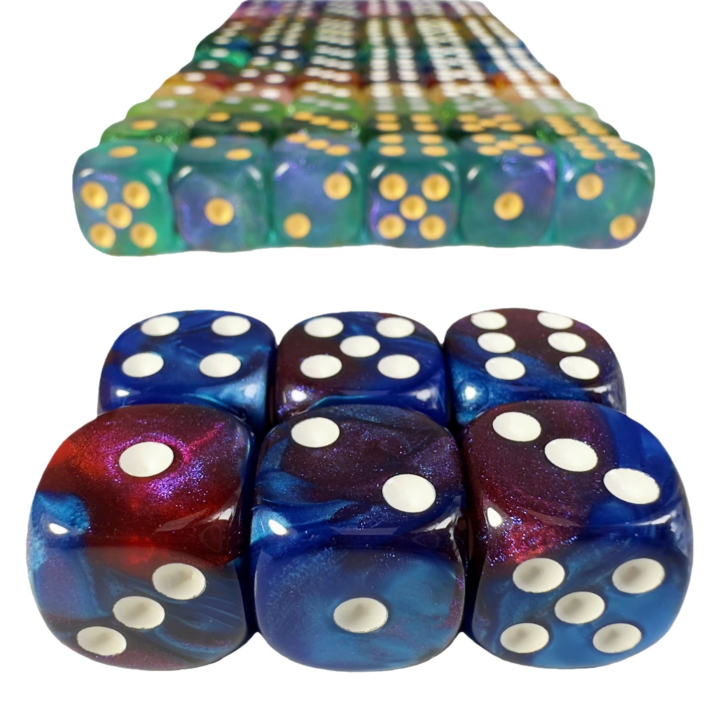6pcs 16mm DND Dice 6 Sided with Pips, D6 Mixing Color with Glitter Dice for Party Entertainment Table Game