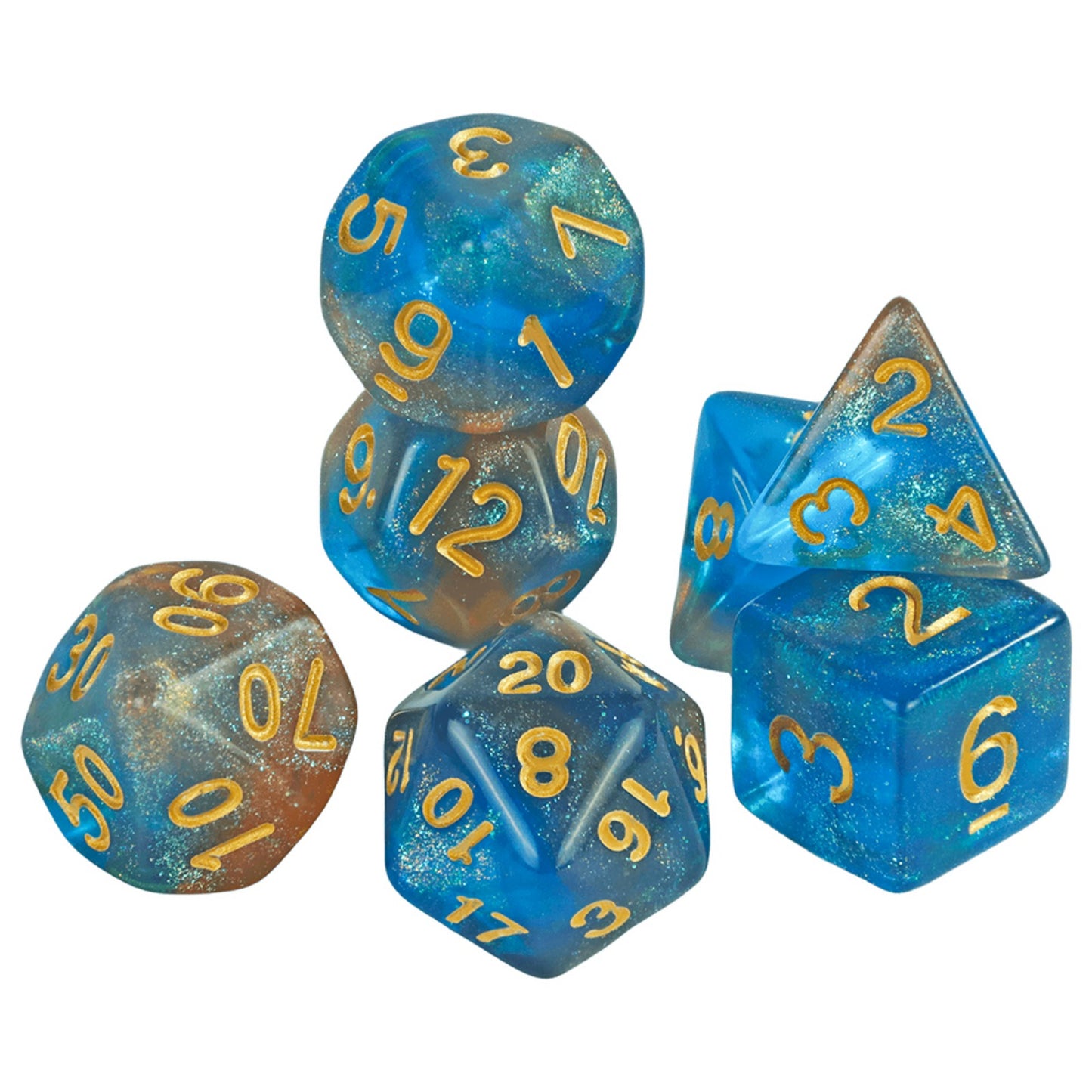 7pcs D&D Dice Set Mixed Color and Glitter Polyhedral Game Dice with Tube, Table Board Playing Game for Bar Club Party