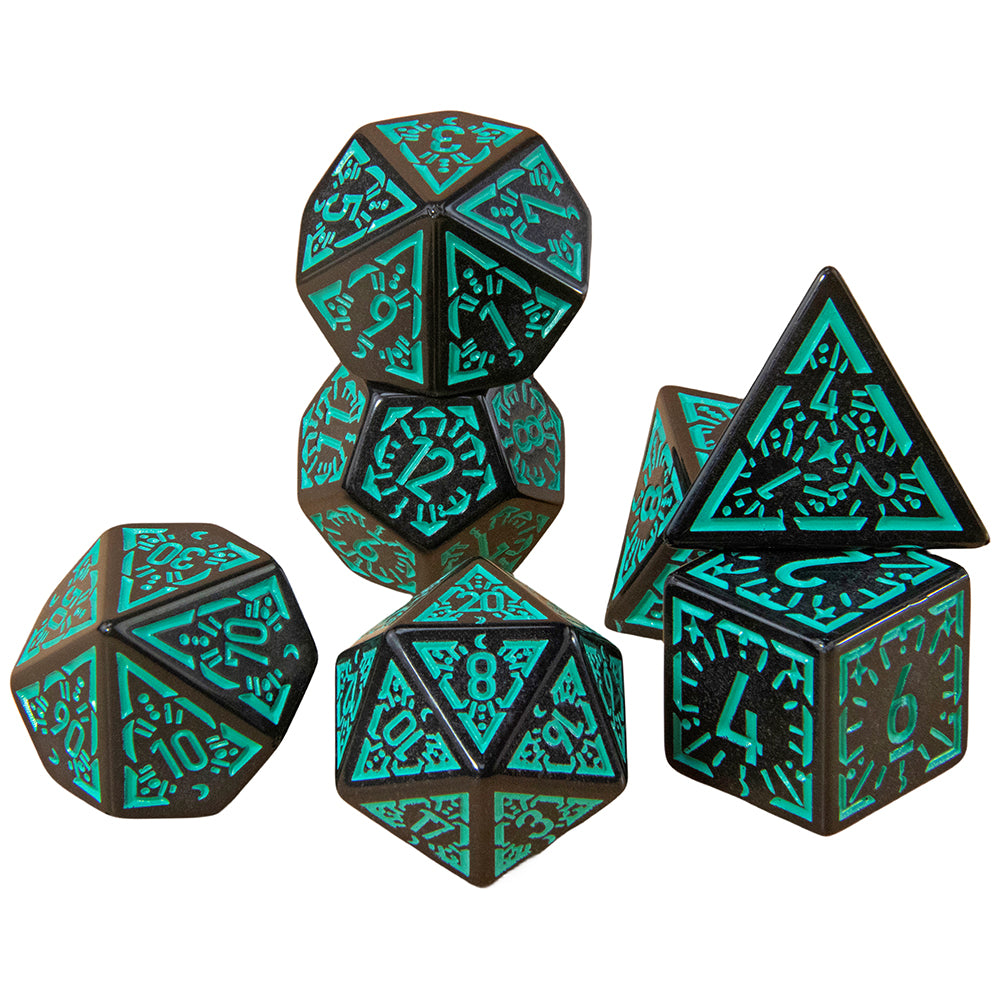 DND Carving Pattern Dice 7Pcs RPG Polyhedral Dice Set for Boardgame As Gift Entertainment Accessories