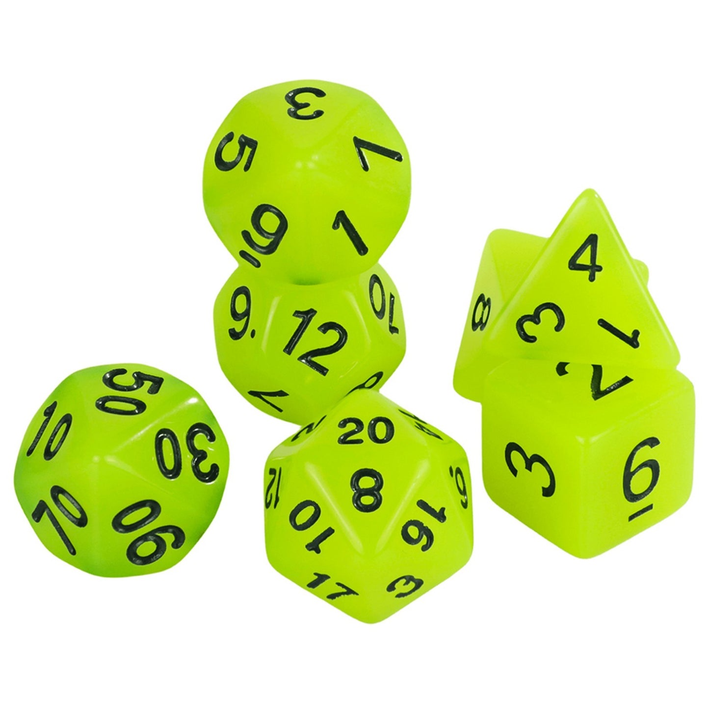 Glowing Dice Polyhedral Dice RPG DND Dice Set 7piece Luminous Dice with Tube for D&D Tabletop Role-Playing Games Party Supplies