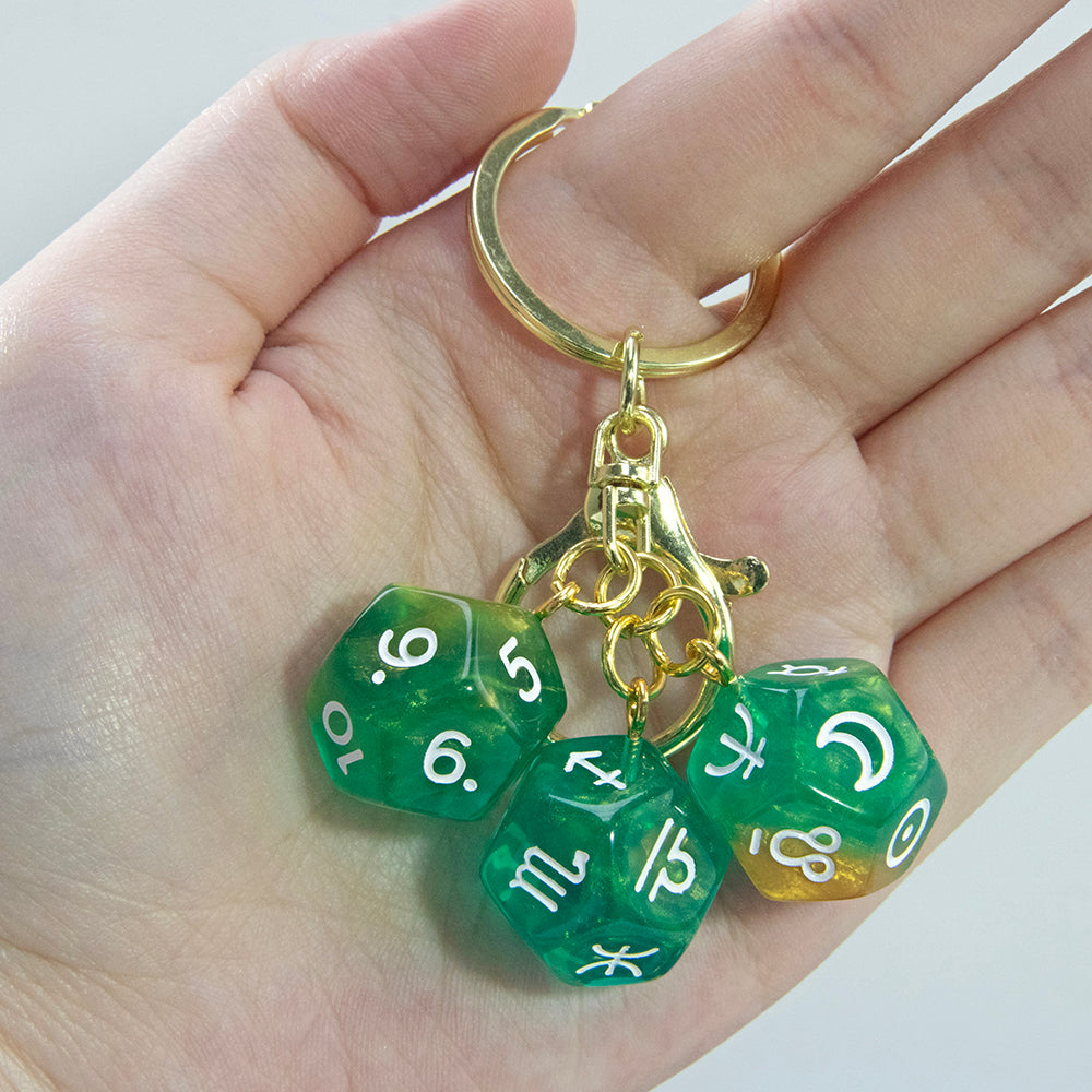 Dice Pendant Keychain Creative Gift Keyring Tarot D12 Dice Keychains for Wallet Handbag Lanyard