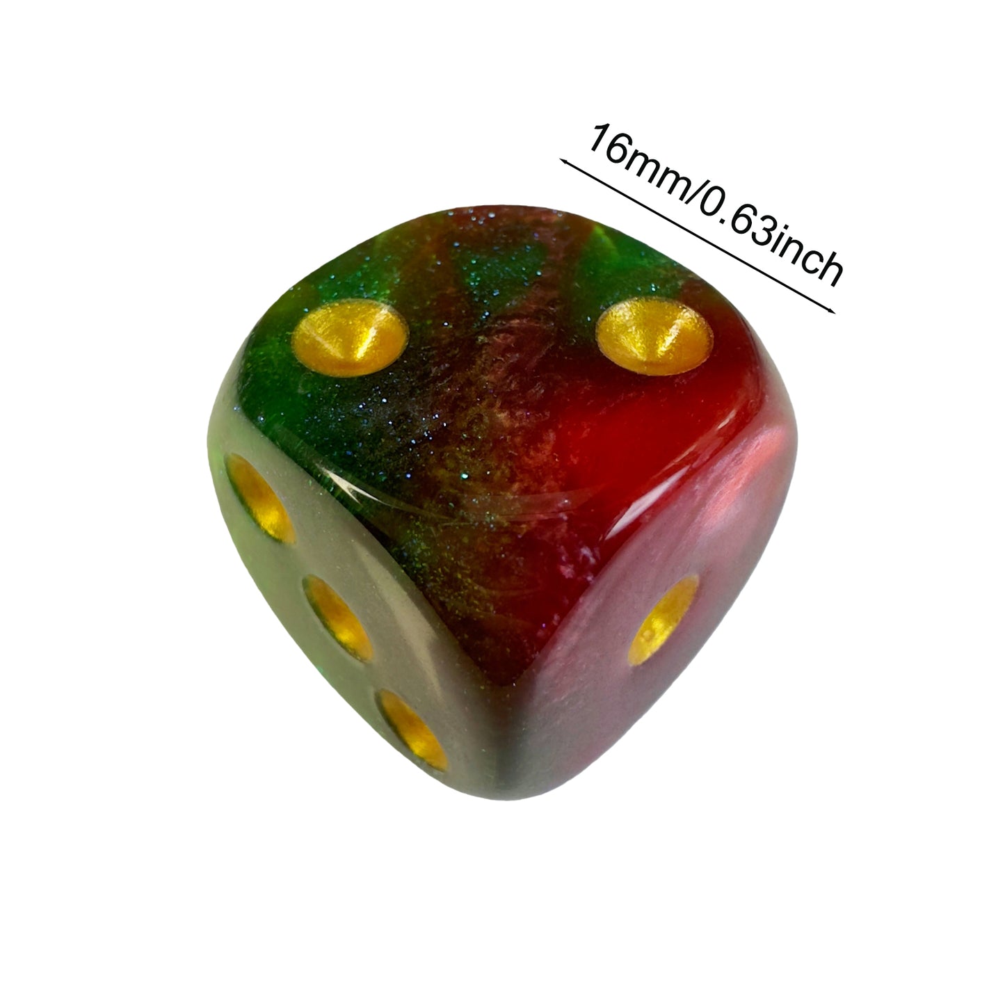 6pcs 16mm DND Dice 6 Sided with Pips, D6 Mixing Color with Glitter Dice for Party Entertainment Table Game
