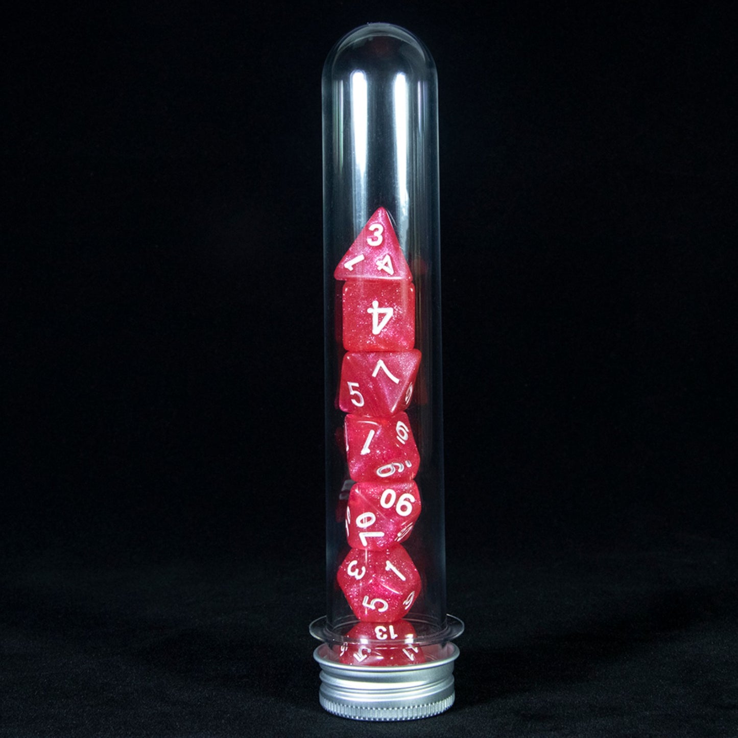 7pcs Glitter Polyhedral Dice Set D4 D6 D8 D% D10 D12 D20 Dice with Tube for D&D RPG Role Playing Game Table Game Accessories