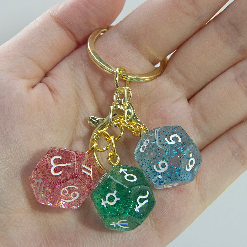 Dice Pendant Keychain Creative Gift Keyring Tarot D12 Dice Keychains for Wallet Handbag Lanyard