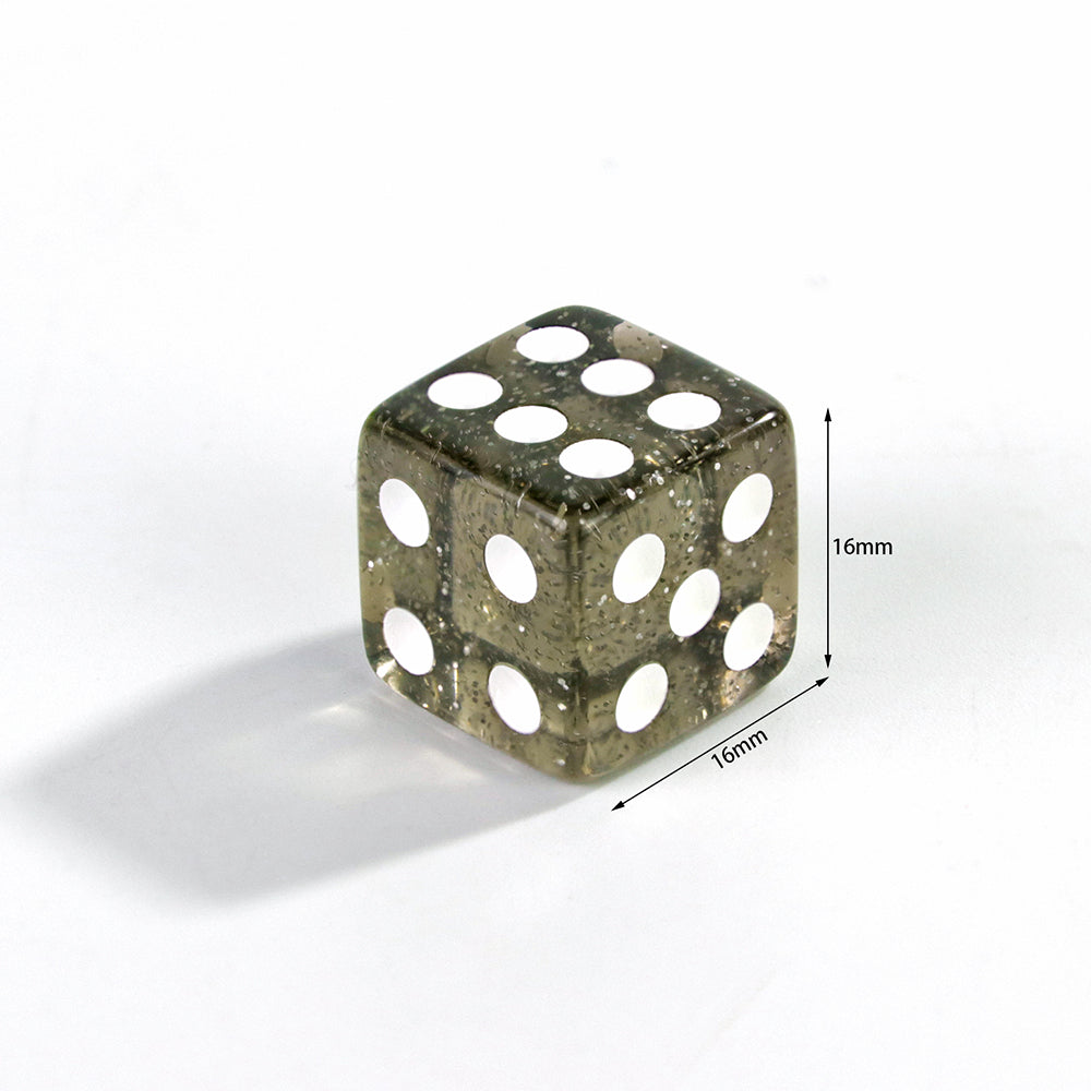 16mm Dice Set for Tabletop Games, 10pcs  6 Sided Dice, Transparent Glitter Effect, Acrylic Square-Corner Dice for Board Games DND TRPG