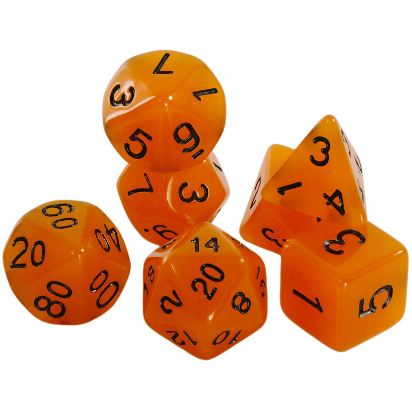 Glowing Dice Polyhedral Dice RPG DND Dice Set 7piece Luminous Dice with Tube for D&D Tabletop Role-Playing Games Party Supplies