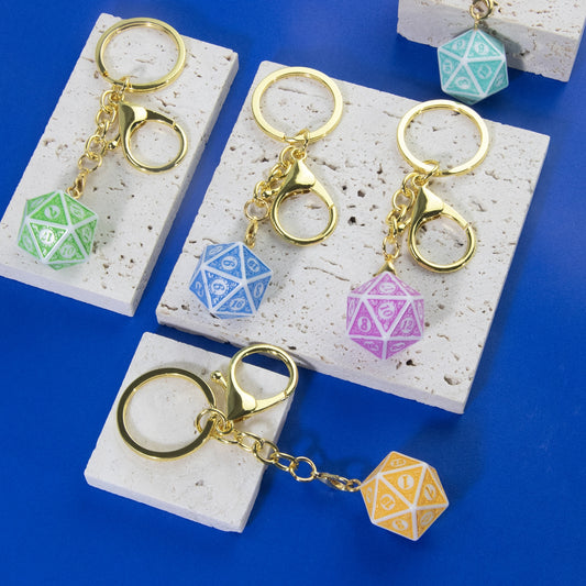 Lucky Dice Keychain, Colorful Acrylic Key Holder Bag Car Pendant, DND RPG Table Game Fans Souvenir Gift Jewelry
