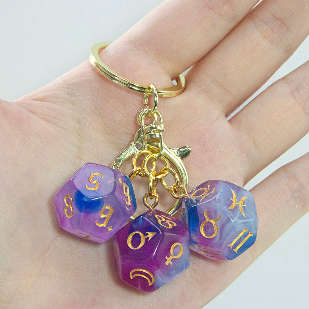 Dice Pendant Keychain Creative Gift Keyring Tarot D12 Dice Keychains for Wallet Handbag Lanyard